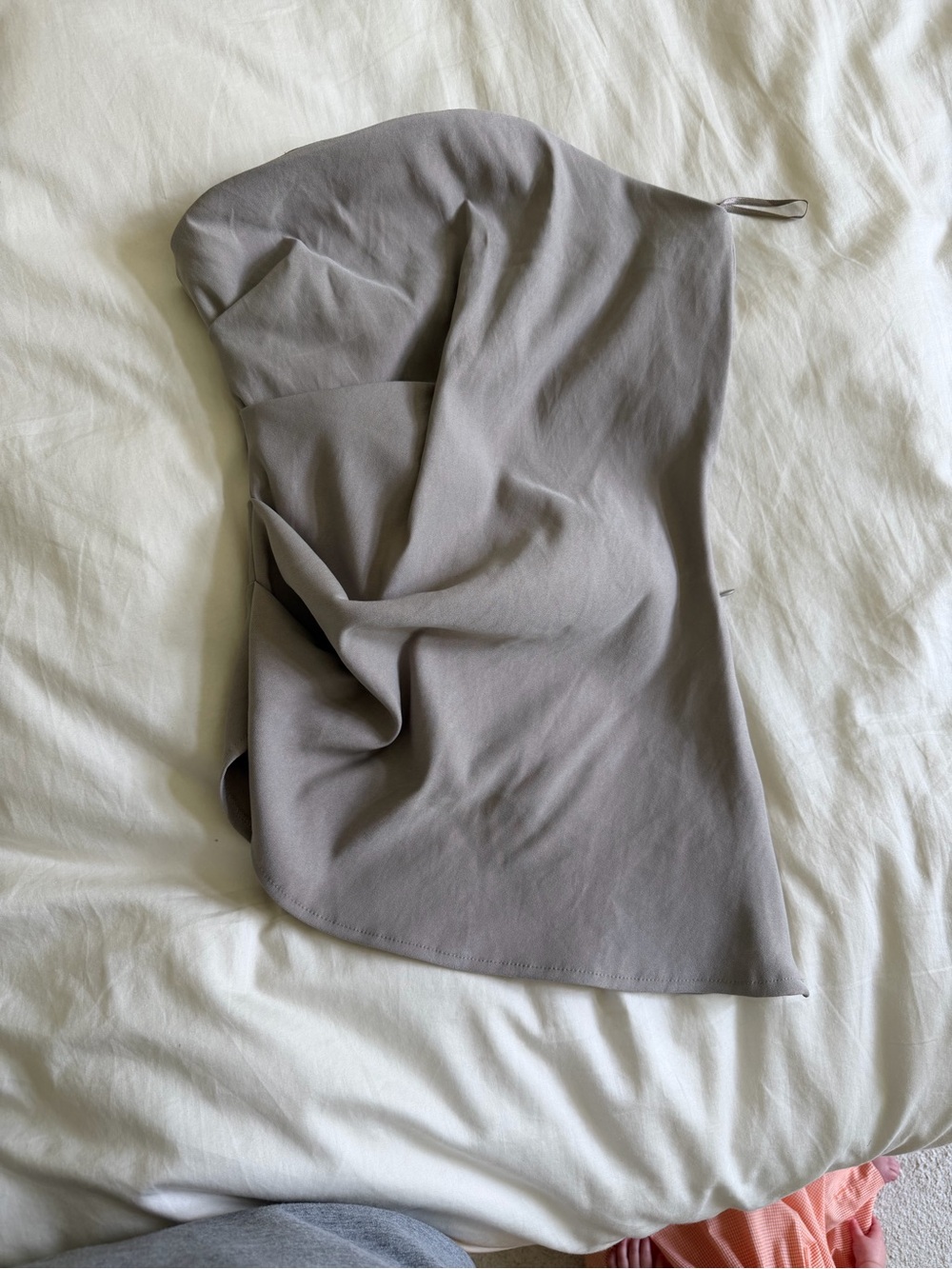 Zara Strapless Draped Top in Light Gray